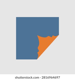 A flat vector icon of a peeling paper corner with an orange underside.