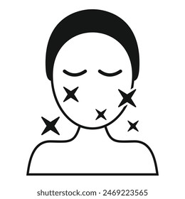 Flat vector icon of a person with closed eyes displaying skin allergy symptoms