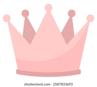 Flat vector icon of a pink princess crown isolated on white background.