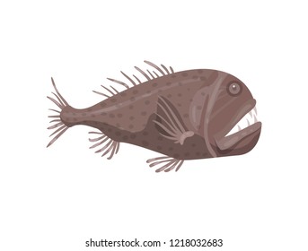 Flat vector icon of piranha fish. Predatory sea animal. Marine creature. Sea and ocean life theme