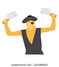 Flat vector icon of pirate attacker.