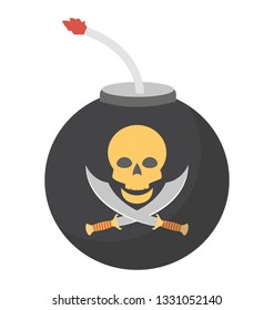 Flat vector icon of pirate bomb.