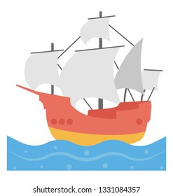 Flat vector icon of pirate ship.