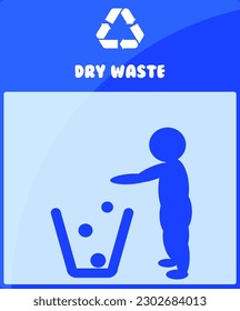 Flat vector icon of plastic container for dry waste. Garbage separation and disposal theme