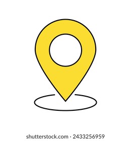 flat vector icon of point marked on the map in yellow, vector illustration for websites and graphic resources.