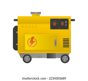 Flat vector icon of Portable Power electric generator Station. Camping Generator sign.