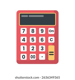 Icono de Vector plano de una calculadora roja utilizada en ingeniería y cálculos técnicos.