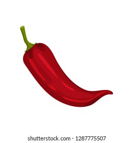 Flat vector icon of red spicy pepper. Fresh vegetable. Natural product. Organic food. Cooking ingredient