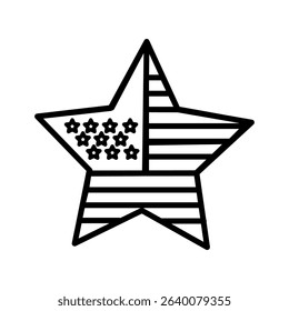 Flat vector icon representing 4th of July celebration in the USA, includes patriotic symbols and holiday elements.