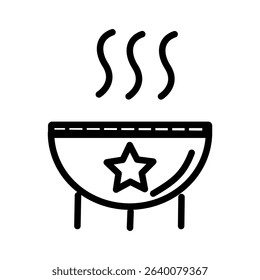 Flat vector icon representing 4th of July celebration in the USA, includes patriotic symbols and holiday elements.
