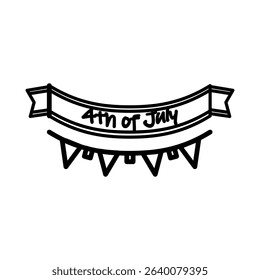 Flat vector icon representing 4th of July celebration in the USA, includes patriotic symbols and holiday elements.