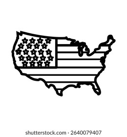Flat vector icon representing 4th of July celebration in the USA, includes patriotic symbols and holiday elements.