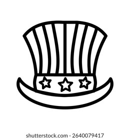 Flat vector icon representing 4th of July celebration in the USA, includes patriotic symbols and holiday elements.