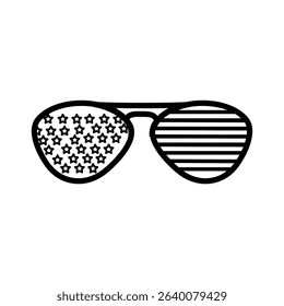 Flat vector icon representing 4th of July celebration in the USA, includes patriotic symbols and holiday elements.