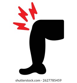 Ícone de vetor plano representando dor, desconforto ou lesão. Adequado para uso em aplicativos médicos, infográficos de conscientização sobre saúde, conteúdo de terapia e recursos de bem-estar emocional. 

