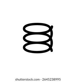 A flat vector icon representing a spiral or spring, composed of three vertically stacked horizontal ellipses. Monoline style. Isolated on white.