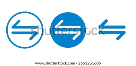 Flat vector icon representing transfer, swap, exchange, spin, or flip actions. Circular arrow with editable stroke, outlined and isolated on a transparent background. EPS10