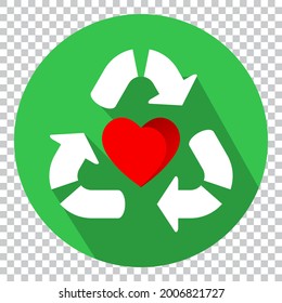 icono de vector plano una reutilización o reciclado aislados en fondo verde redondo