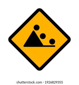 Flat vector icon of road sign Falling Rocks