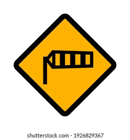 Flat Vector Icon Of Road Sign Crosswind