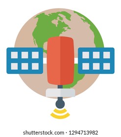 Flat vector icon of satellite.