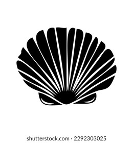Flat vector icon of a seashell or clam in black. silhouette of a seashell
