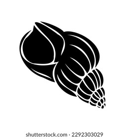 Flat vector icon of a seashell or clam in black. silhouette of a seashell