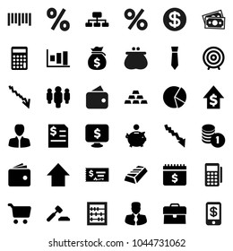 Flat vector icon set - abacus vector, graph, gold ingot, pie, cart, wallet, crisis, money bag, piggy bank, manager, case, dollar growth, coin stack, auction, check, annual report, calculator, target