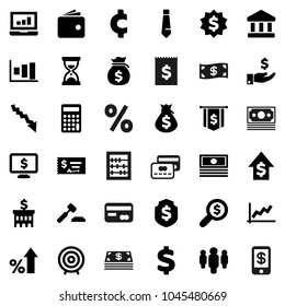 Flat vector icon set - abacus vector, bank, graph, laptop, wallet, cash, crisis, percent growth, money bag, investment, dollar, auction, check, building, calculator, search, target, man, sand clock