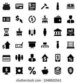 Flat vector icon set - abacus vector, bank, exchange, japanese candle, laptop graph, wallet, percent growth, piggy, manager, dollar, auction, check, building, receipt, man, sand clock, tie, calendar