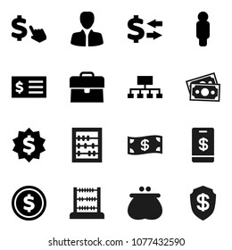 Flat vector icon set - abacus vector, exchange, dollar coin, manager, case, receipt, man, medal, hierarchy, cursor, money, wallet, cash, tap pay, shield