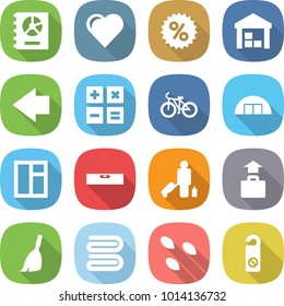 flat vector icon set - annual report vector, heart, percent, warehouse, left arrow, calculator, bike, hangare, window, level, passenger, baggage, broom, towel, seeds, do not distrub
