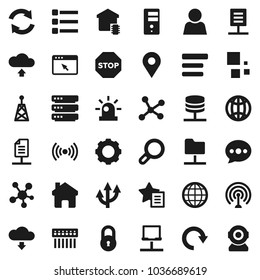 Flat vector icon set - antenna vector, social media, network, notebook, folder, server, big data, browser, gear, menu, hub, home, favorites, message, refresh, redo, cloud upload, download, loading