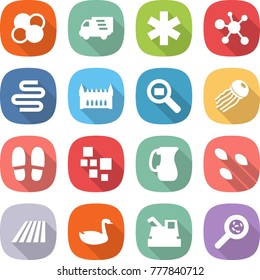 flat vector icon set - atom core vector, delivery, ambulance star, virus, intestines, gothic architecture, cargo search, jellyfish, slippers, blocks, jug, seeds, field, goose, harvester, viruses