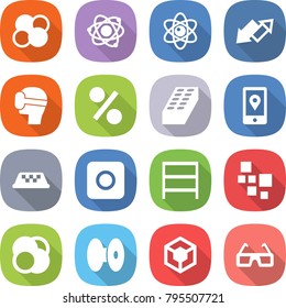 flat vector icon set - atom core vector, up down arrow, virtual mask, percent, brick, mobile location, taxi, ring button, rack, blocks, coil, 3d, glasses