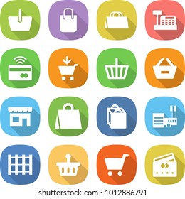 flat vector icon set - basket vector, shopping bag, cashbox, tap to pay, add cart, remove from, shop, mall, pallet, credit card