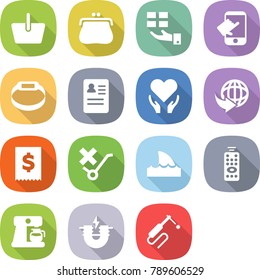 flat vector icon set - basket vector, purse, gift, touch, smart bracelet, anamnesis, health care, delivery, tax, do not trolley sign, shark flipper, remote control, coffee maker, electric magnet