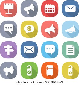flat vector icon set - billboard vector, loudspeaker, calendar, mail, message, money, megafon, singlepost, sms, document, do not distrub, fridge