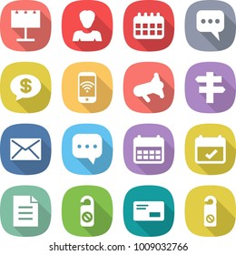 flat vector icon set - billboard vector, woman, calendar, message, money, phone wireless, megafon, singlepost, mail, sms, terms, document, do not distrub, envelope