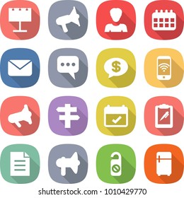 flat vector icon set - billboard vector, loudspeaker, woman, calendar, mail, message, money, phone wireless, megafon, singlepost, terms, clipboard pen, document, do not distrub, fridge