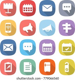 flat vector icon set - billboard vector, calendar, mail, message, phone wireless, megafon, loudspeaker, singlepost, sms, terms, clipboard pen, document, fridge, do not distrub