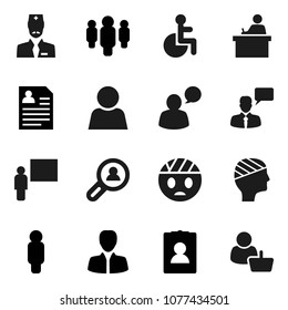 Flat vector icon set - blackboard vector, student, manager, man, personal information, speaking, disabled, head bandage, doctor, user, client search, customer
