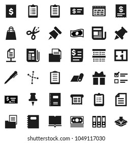 Flat vector icon set - book vector, copybook, pen, schedule, clipboard, paper pin, document, constellation, exam, cash, check, binder, fitness mat, money, receipt, newspaper, thumbtack, network