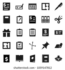 Flat vector icon set - book vector, copybook, pen, schedule, clipboard, constellation, check, annual report, receipt, binder, fitness mat, thumbtack, plan, gift, shopping list, catalog, coupon
