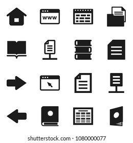 Flat vector icon set - book vector, schedule, document, browser, arrow, network, home, catalog