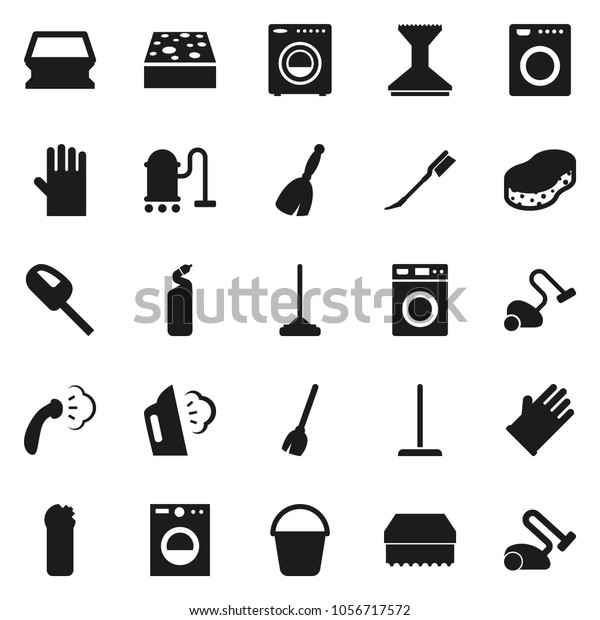Flat vector icon set - broom vector, vacuum\
cleaner, mop, bucket, sponge, car fetlock, steaming, washer,\
cleaning agent, rubber\
glove
