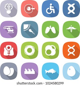 flat vector icon set - bulb brain vector, cell corection, disability, dna, ambulance helicopter, sperm, lungs, sign, life vest, lifebuoy, atom core, eggs, seedling, fish, egg