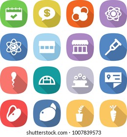 flat vector icon set - calendar vector, money message, atom core, market, crutch, sperm, greenhouse, flower bed, location details, beans, lemon, seedling, carrot