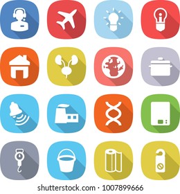 flat vector icon set - call center vector, plane, bulb, home, kidneys, globe, pan, bell, factory, dna, kitchen scales, handle, bucket, paper towel, do not distrub