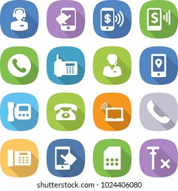 flat vector icon set - call center vector, touch, phone pay, mobile, support manager, location, intercome, laptop wifi, office, touchscreen, sim card, no signal